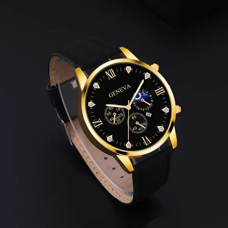 Geneva Men and Ladies Luxury Leather Watch with Bonus Gift