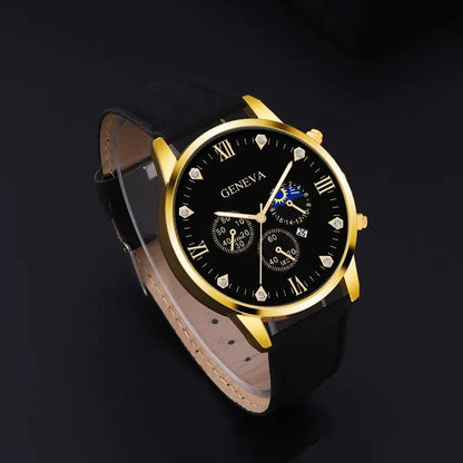 Geneva Men and Ladies Luxury Leather Watch with Bonus Gift