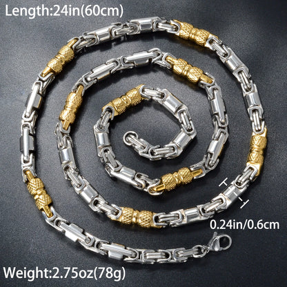 Couples Byzantine Chain Necklaces – His & Hers Stainless Steel Statement Jewelry