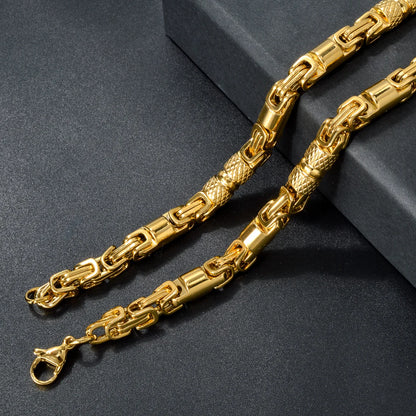 Couples Byzantine Chain Necklaces – His & Hers Stainless Steel Statement Jewelry
