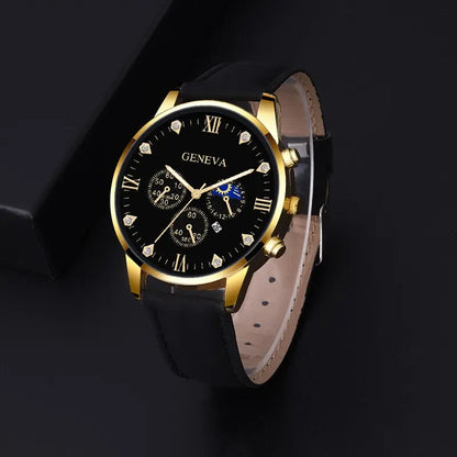 Geneva Men and Ladies Luxury Leather Watch with Bonus Gift