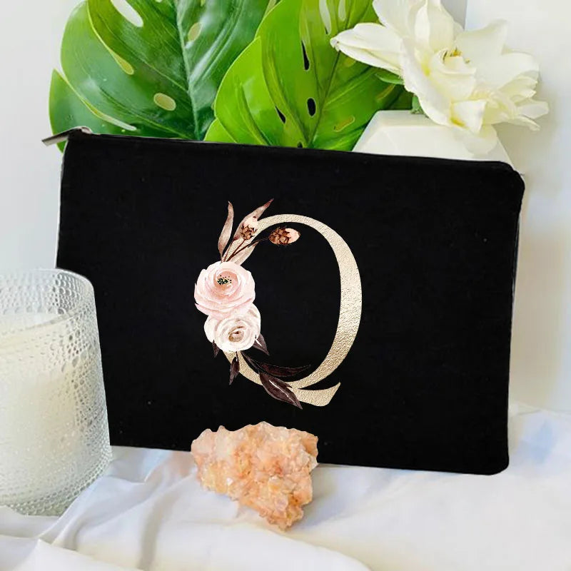 Floral Canvas Cosmetic Bag – Travel Makeup & Toiletry Pouch