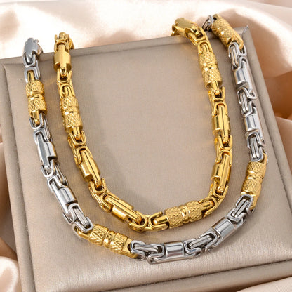Couples Byzantine Chain Necklaces – His & Hers Stainless Steel Statement Jewelry