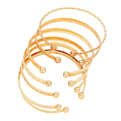 7-Piece Gold Punk Bracelet Set for Women – Streetwear Edge