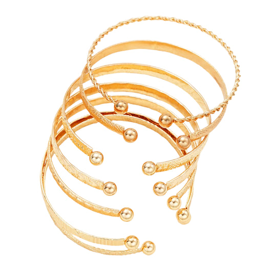 7-Piece Gold Punk Bracelet Set for Women – Streetwear Edge