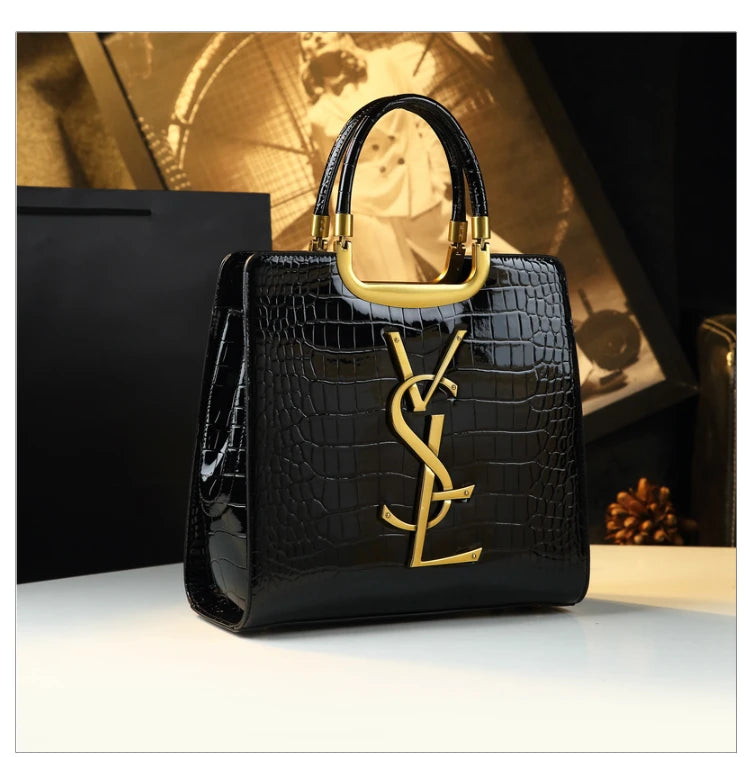 St Laurell Crocodile-Texture Luxury Tote Shoulder Bag