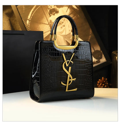 St Laurell Crocodile-Texture Luxury Tote Shoulder Bag