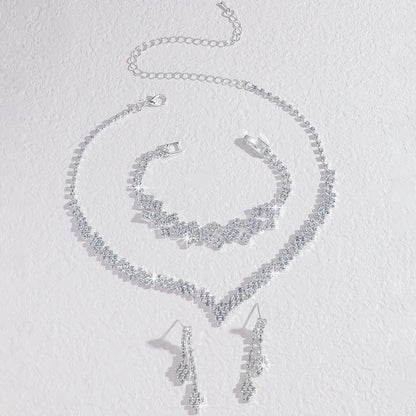 Silver Plated Rhinestone Bridal Jewelry Set – 4-Piece Elegant Collection