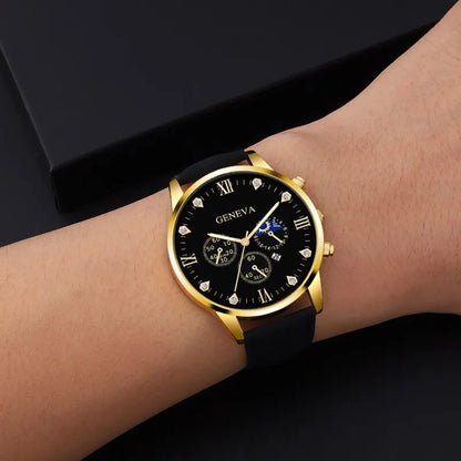 Geneva Men and Ladies Luxury Leather Watch with Bonus Gift