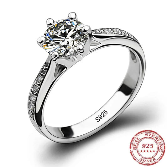Sterling Six-Claw Solitaire Ring