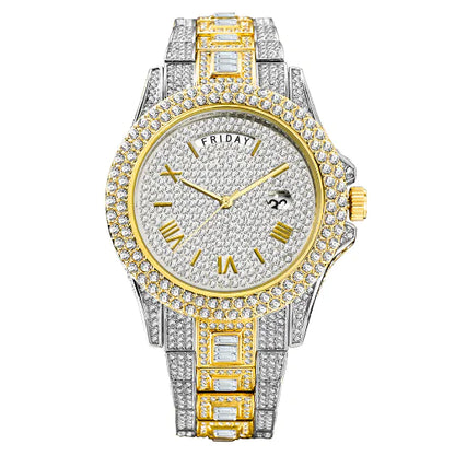 18K Gold Men and Ladies Luxury Crystal Watch