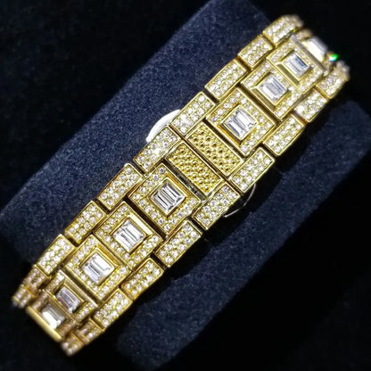 18K Gold Men and Ladies Luxury Crystal Watch