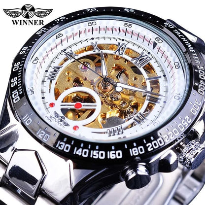 Winner™ Skeleton Dial Gold Watch – Self-Winding Luxury