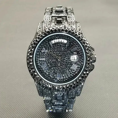 18K Gold Men and Ladies Luxury Crystal Watch