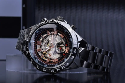 Winner™ Skeleton Dial Gold Watch – Self-Winding Luxury