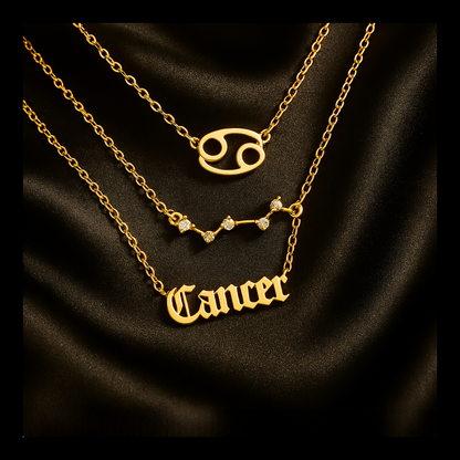Zodiac 3-tier Gold Necklace