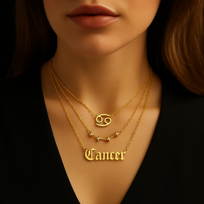 Zodiac 3-tier Gold Necklace