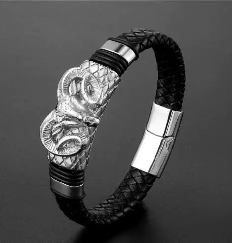 Constellation Braided Stainless Steal Leather Bracelet