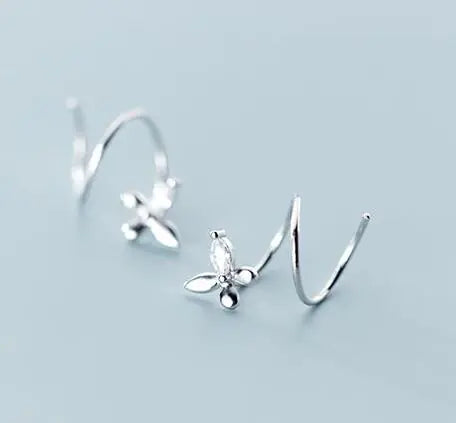 Elegant Silver Floral Twist Earrings