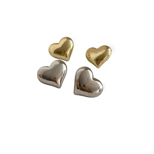 Lats Gold or Silver Heart Stud Earrings