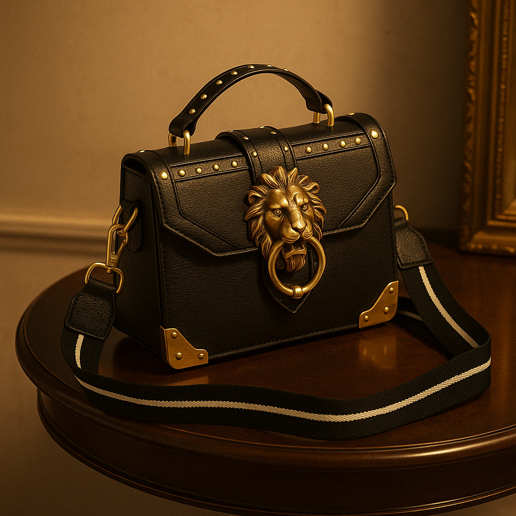 Serpentine Luxe Tote – Metal Lion Accent