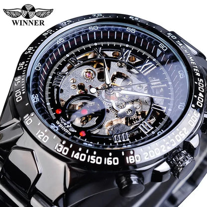 Winner™ Skeleton Dial Gold Watch – Self-Winding Luxury