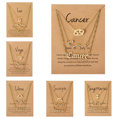 Zodiac 3-tier Gold Necklace