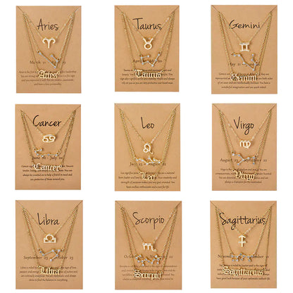 Zodiac 3-tier Gold Necklace